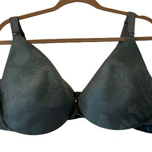 cacique bra 46D Lightly lined underwire brocade green Full Coverage